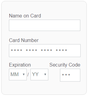 Screenshot of credit card form, using the narrow format