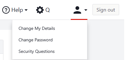 Person icon dropdown menu